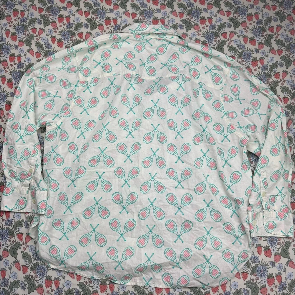 Aerie poplin pj to party Tennis Racket + Hearts button up shirt XL - Picture 8 of 10